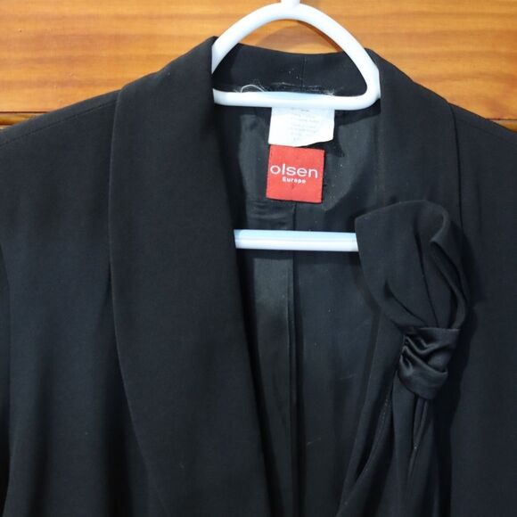 Olsen Europe Black Blazer Large Bow Detail Classic Career Jacket Viscose - Picture 2 of 10